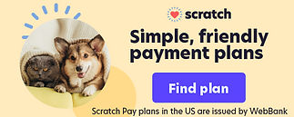 Button image with dog links to Scratch payment plans